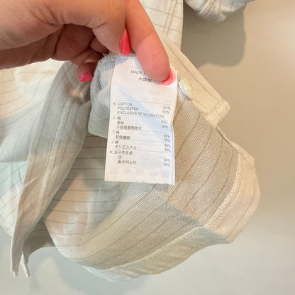 NIKE Polo White/Grey Pinstripe NikeFIT DRY - Size S