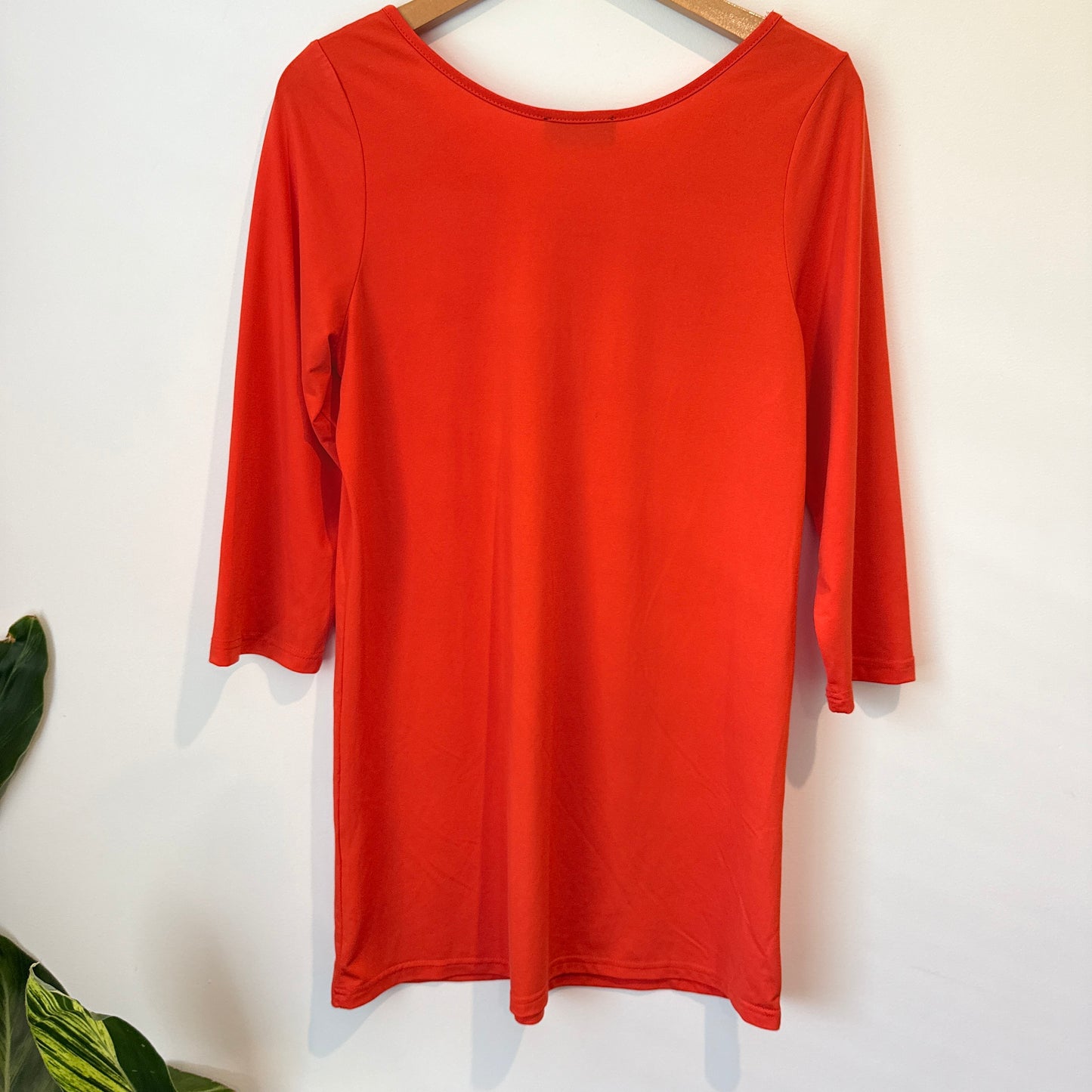 MERRIC 3/4 Sleeve Solid Orange Tunic Top - Size 12