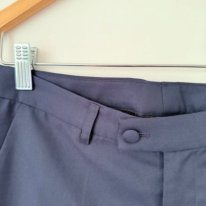 Yvonne Benneti 76cm Waist Navy Wool Tailored Dress Trousers