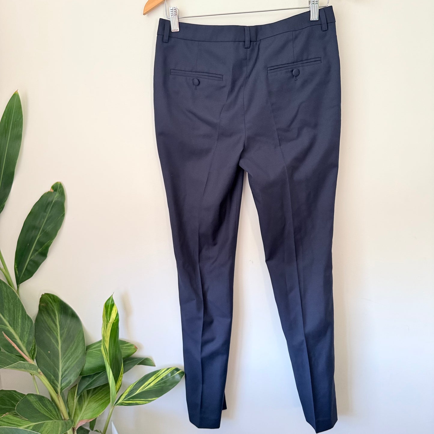 Yvonne Benneti 76cm Waist Navy Wool Tailored Dress Trousers