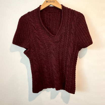 Maroon Cable Knit Sweater  - 39cm Underarm