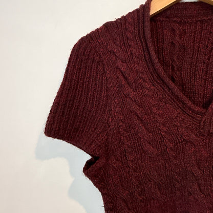 Maroon Cable Knit Sweater  - 39cm Underarm
