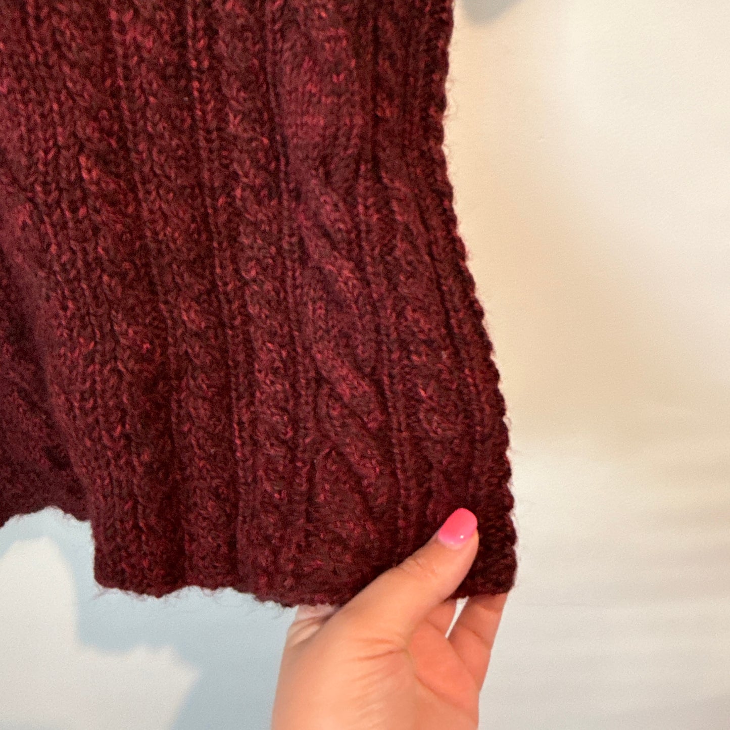 Maroon Cable Knit Sweater  - 39cm Underarm