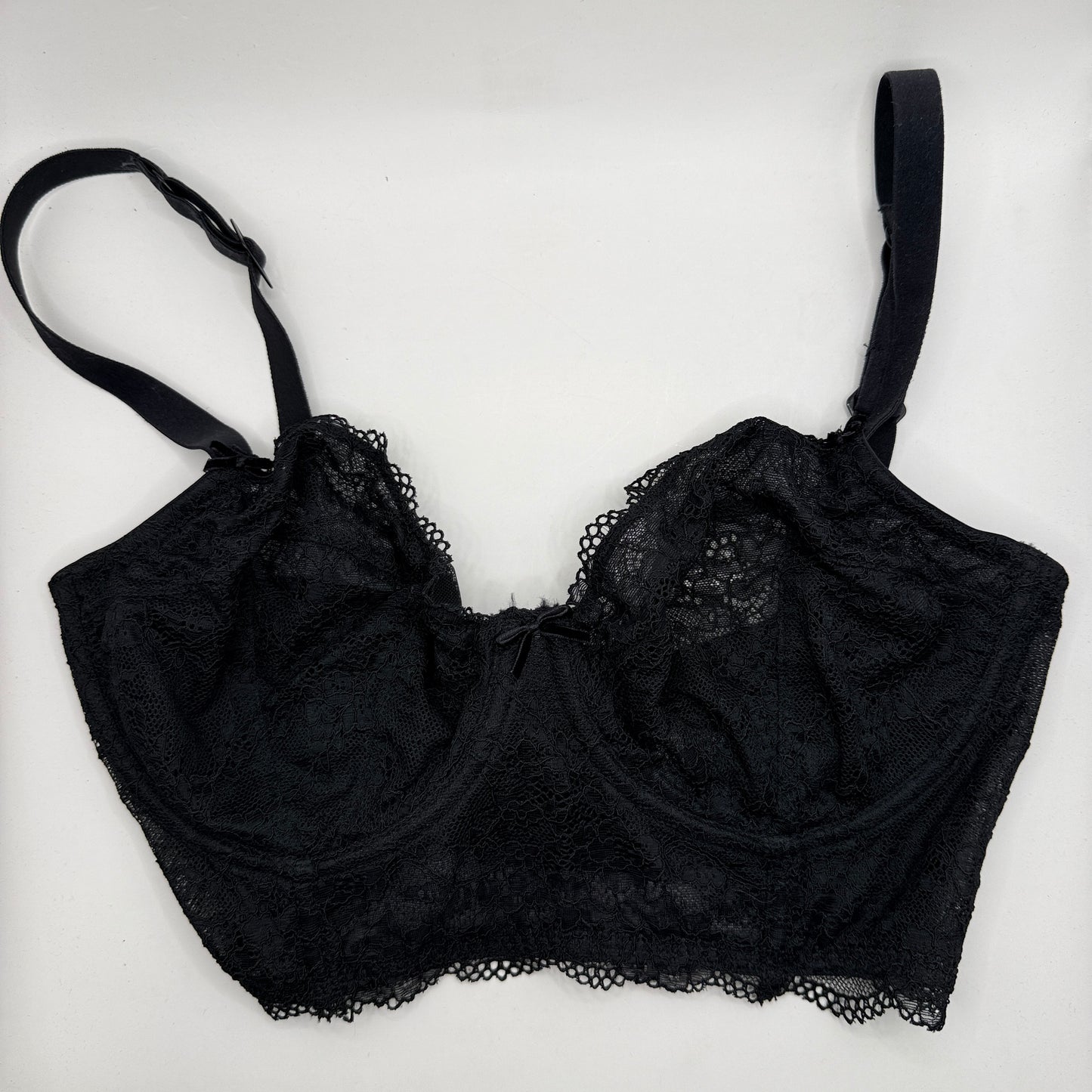 Lovable Black Lace Longline Underwire Bra – 30F / 8F