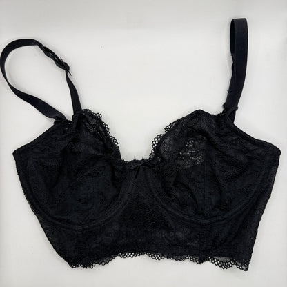 Lovable Black Lace Longline Underwire Bra – 30F / 8F