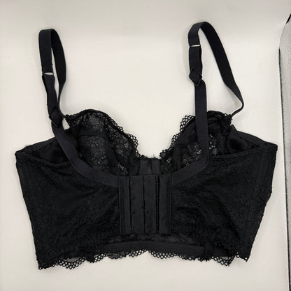 Lovable Black Lace Longline Underwire Bra – 30F / 8F