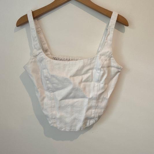 GLASSONS Top White/Cream Smocked Crop - Size 10