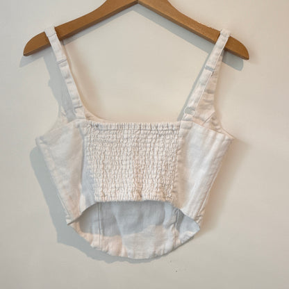 GLASSONS Top White/Cream Smocked Crop - Size 10