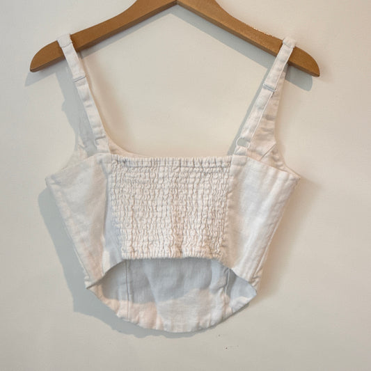 GLASSONS Top White/Cream Smocked Crop - Size 10