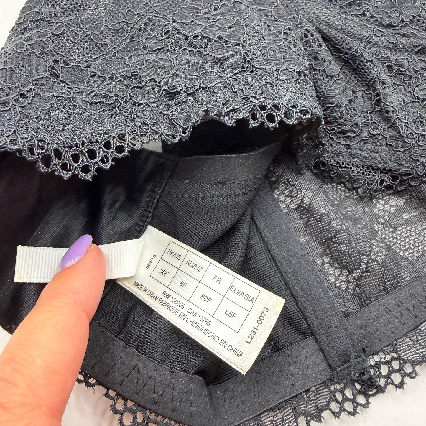 Lovable Black Lace Longline Underwire Bra – 30F / 8F