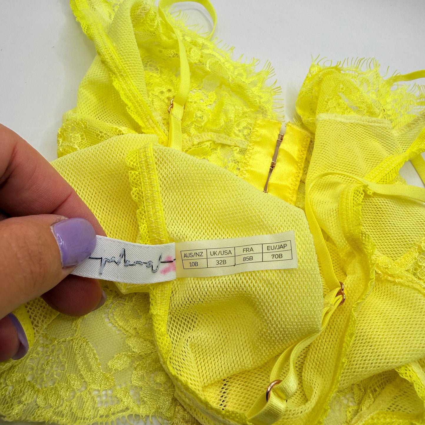 Lonely Vibrant Yellow Lace Bralette – 10B / 32B