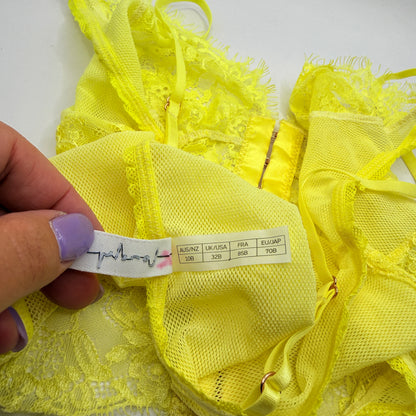Lonely Vibrant Yellow Lace Bralette – 10B / 32B
