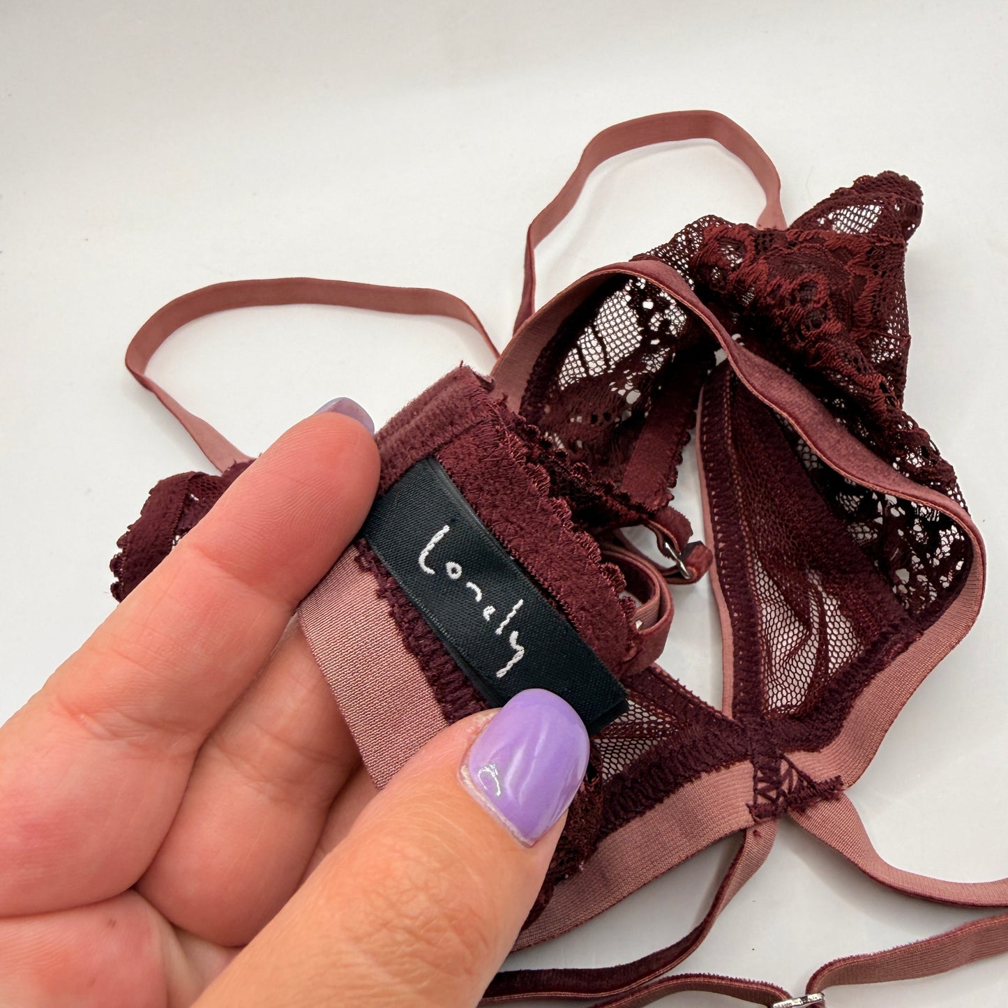 Lonely Burgundy Lace Bralette – 8C / 30C