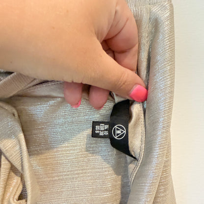 Missguided Size 10 Gold Metallic Wrap-Style Crop Top