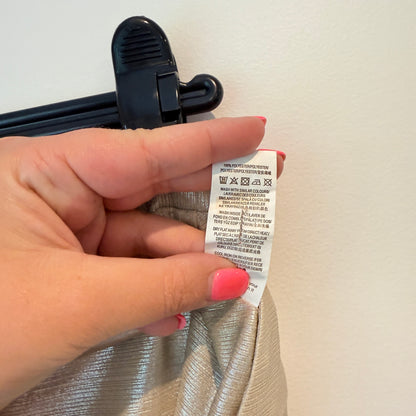 Missguided Size 10 Gold Metallic Wrap-Style Crop Top