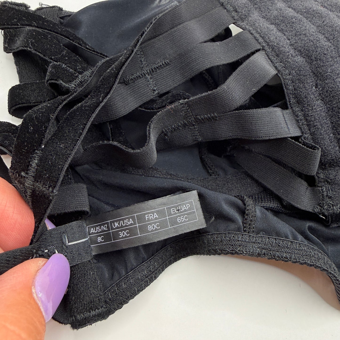 Lonely Black Multi-Strap Underwire Bra – 8C / 30C