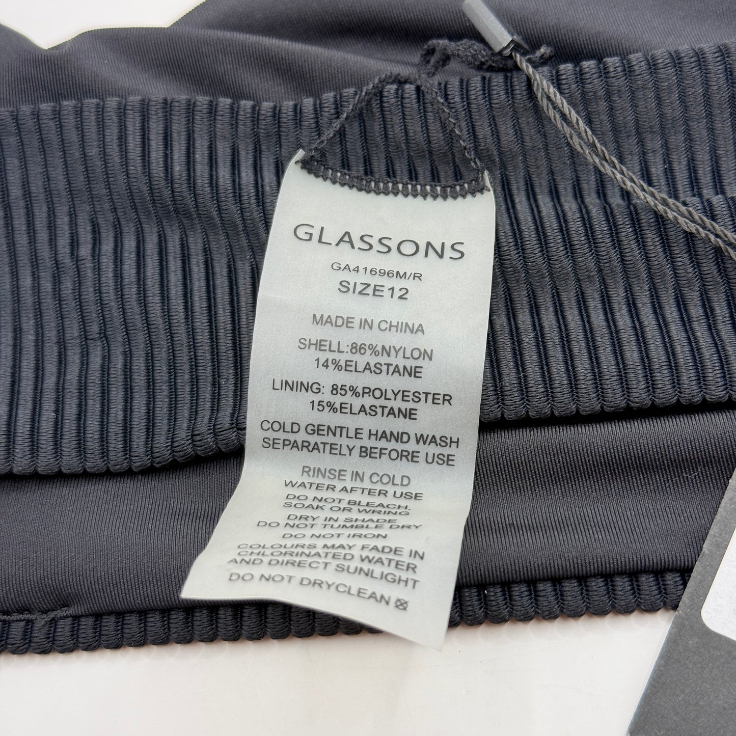 Glassons SWIM Black Ribbed Bikini Top – Size 12