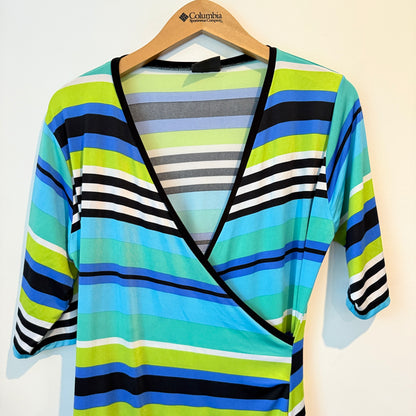 Debut Size U/Arm 50cm Striped Wrap Dress with 3/4 Sleeves