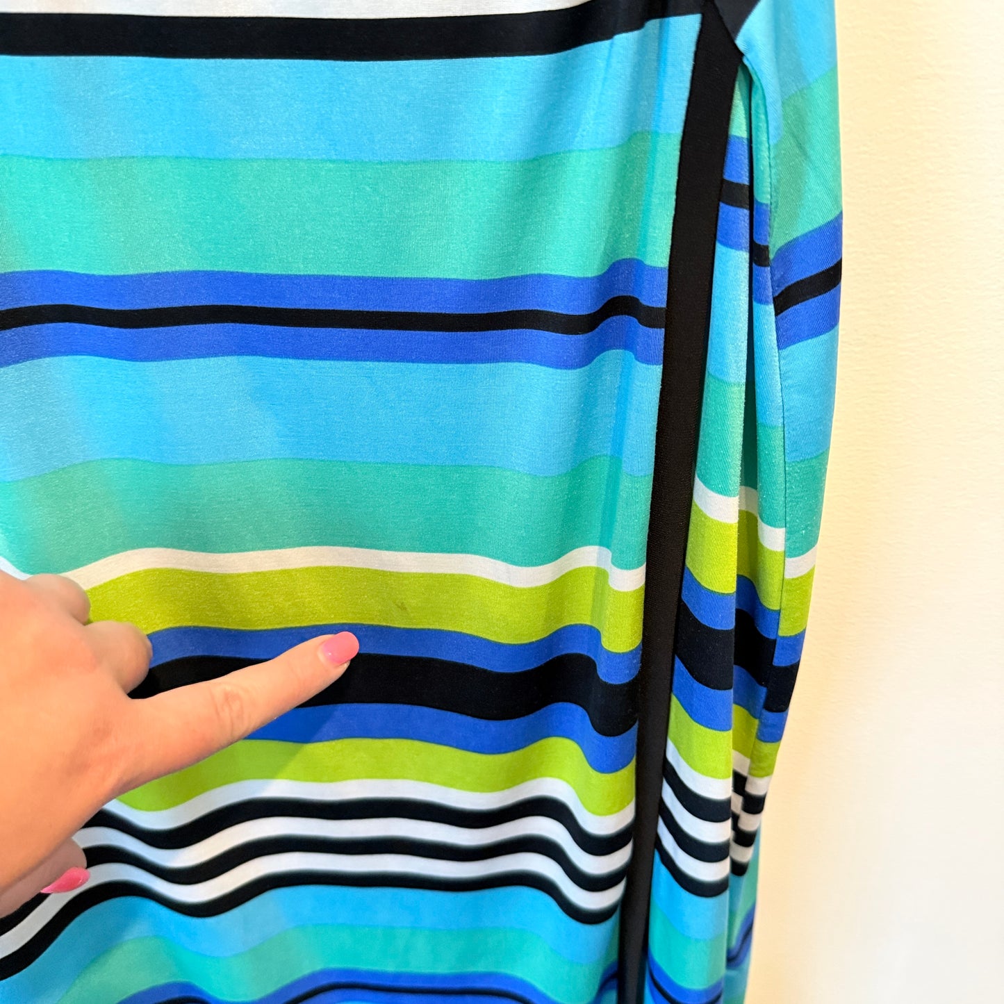 Debut Size U/Arm 50cm Striped Wrap Dress with 3/4 Sleeves