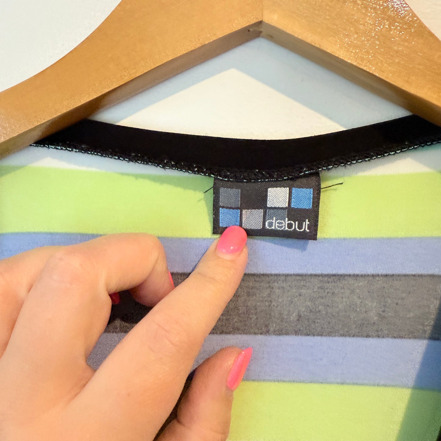 Debut Size U/Arm 50cm Striped Wrap Dress with 3/4 Sleeves