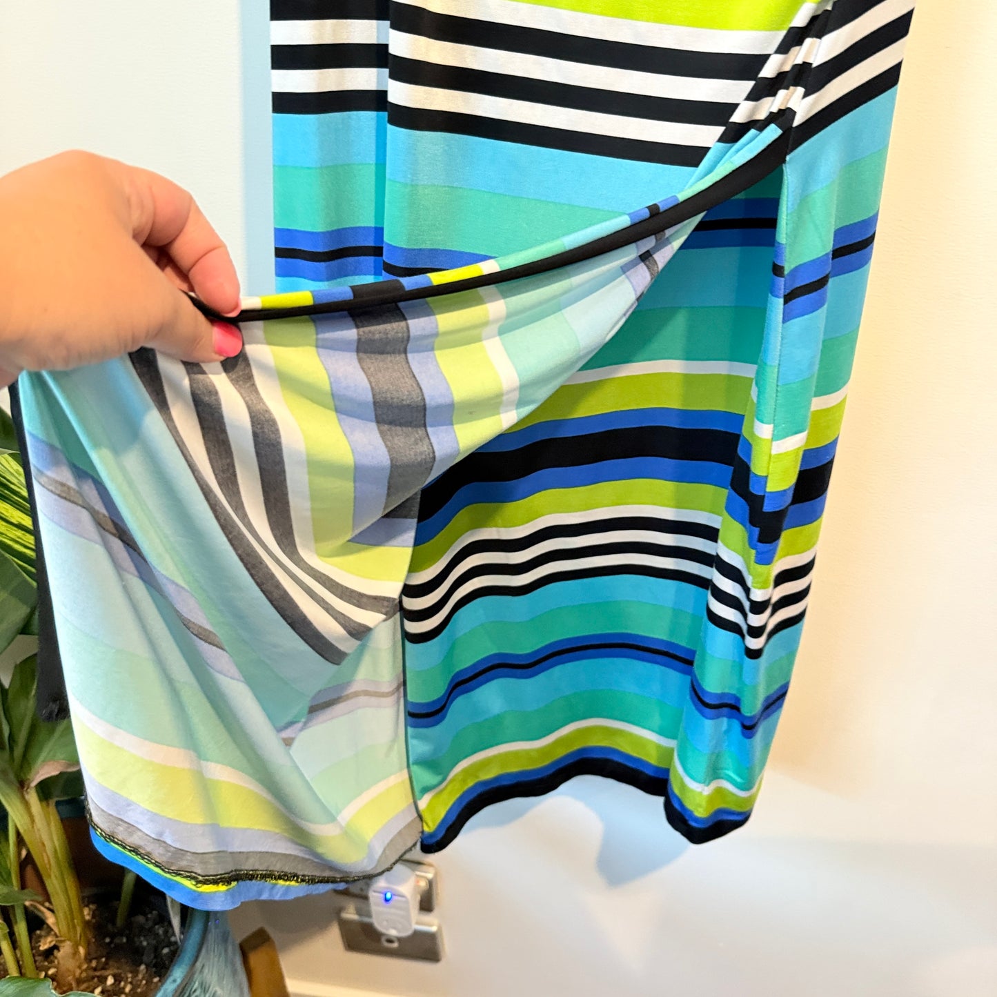 Debut Size U/Arm 50cm Striped Wrap Dress with 3/4 Sleeves