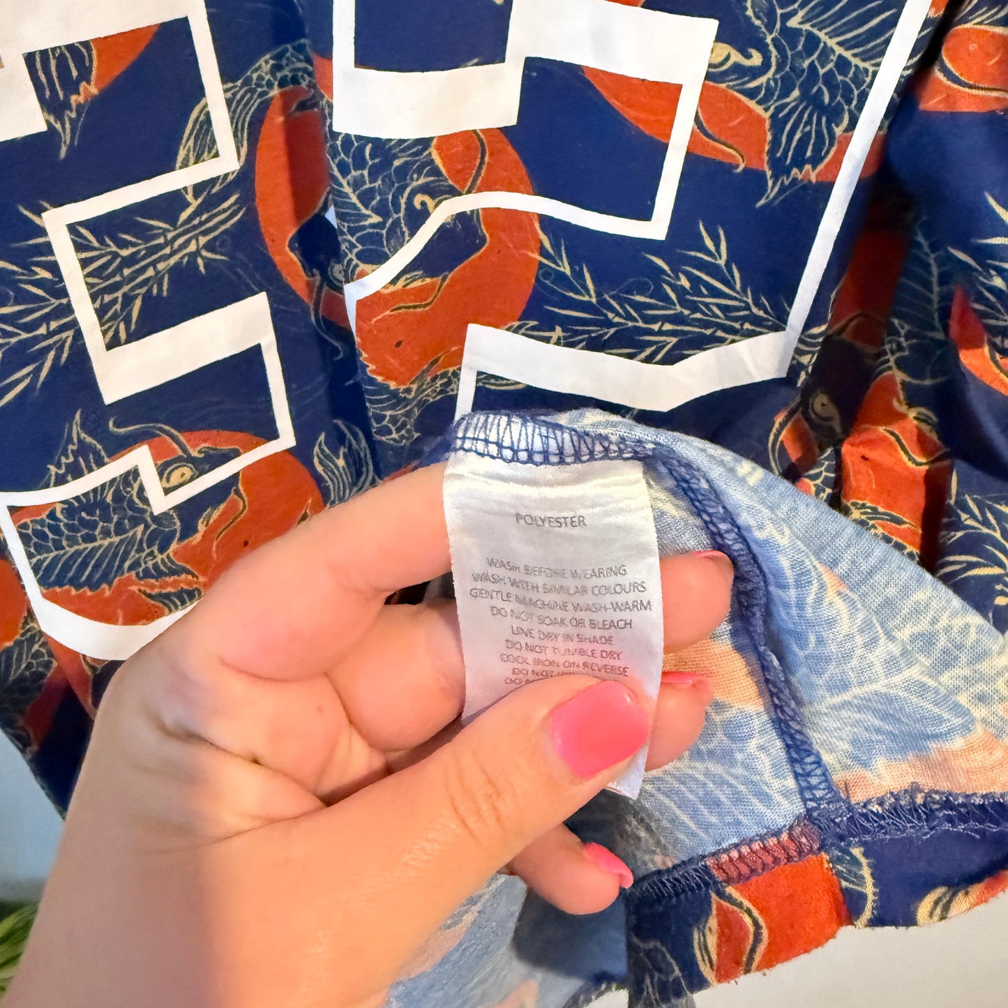 Kings Size U/Arm 72cm Blue and Orange Fox Pattern Top