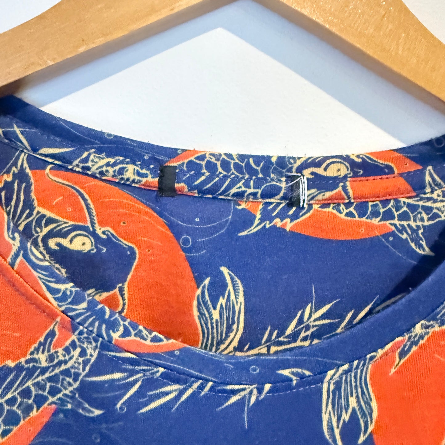 Kings Size U/Arm 72cm Blue and Orange Fox Pattern Top