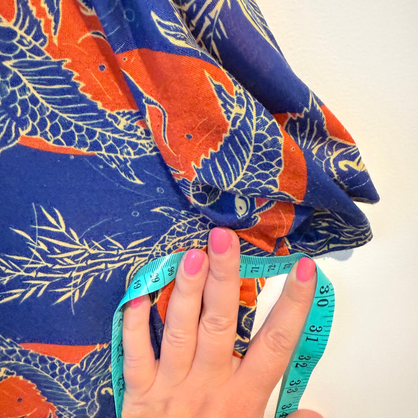 Kings Size U/Arm 72cm Blue and Orange Fox Pattern Top