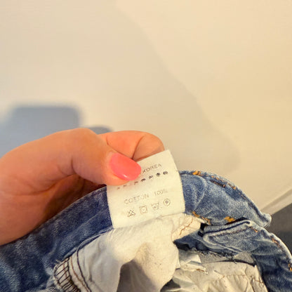 Labor Size Waist 68cm Blue Distressed Low-Rise Skinny Jeans