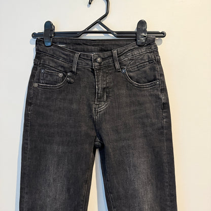 R13 Size 26 High Rise Fringe Ankle Skinny Jeans in Black