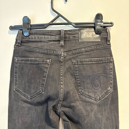 R13 Size 26 High Rise Fringe Ankle Skinny Jeans in Black