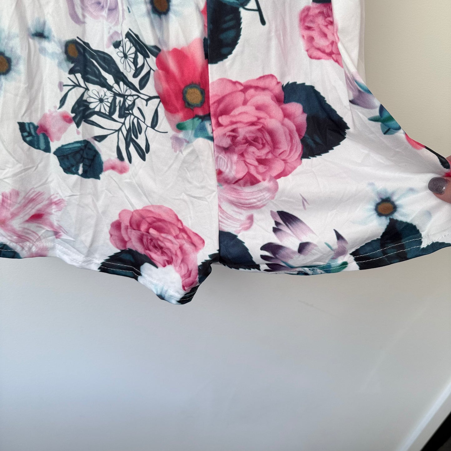 Floral Off-Shoulder Ruffle Romper White/Pink - 35cm U/Arm