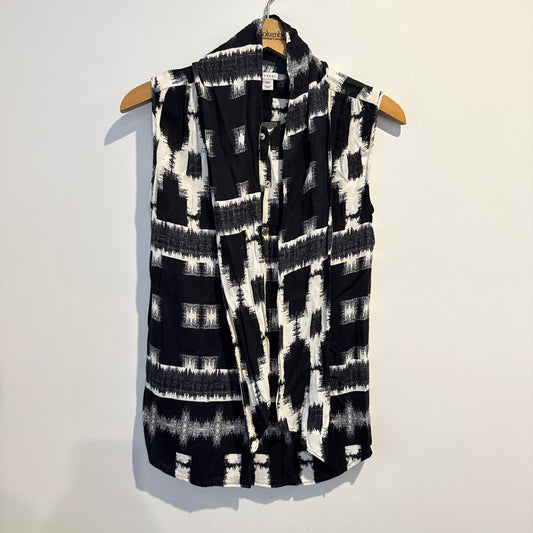 Trenery Sleeveless Blouse Top Black White - XXS
