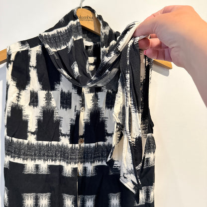 Trenery Sleeveless Blouse Top Black White - XXS