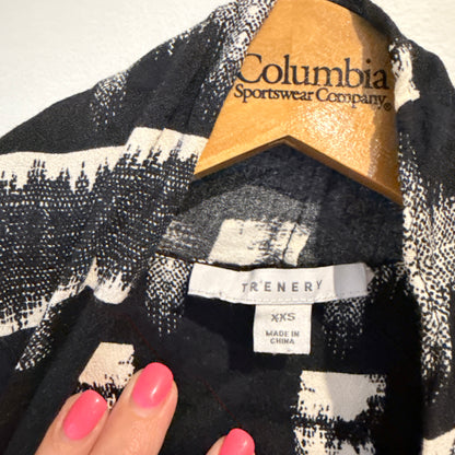 Trenery Sleeveless Blouse Top Black White - XXS