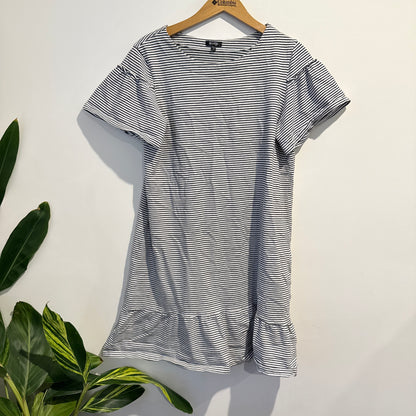 Emerge Short Sleeve Mini Dress Black White Stripe - 14