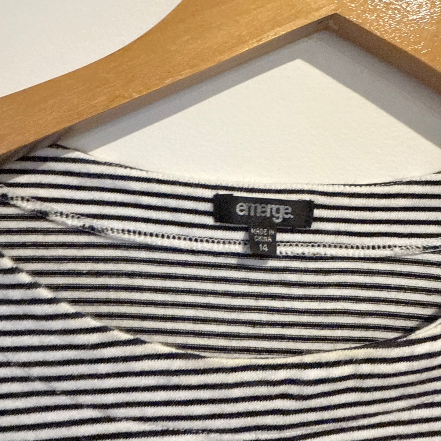 Emerge Short Sleeve Mini Dress Black White Stripe - 14