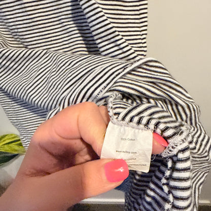 Emerge Short Sleeve Mini Dress Black White Stripe - 14