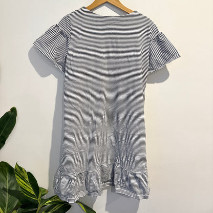 Emerge Short Sleeve Mini Dress Black White Stripe - 14