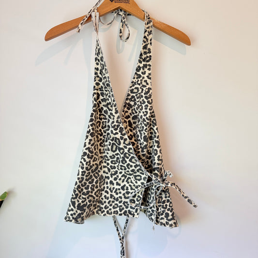 Glassons Leopard Print Halter Wrap Top Size 10