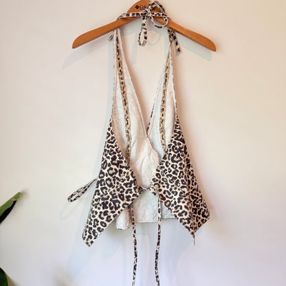 Glassons Leopard Print Halter Wrap Top Size 10