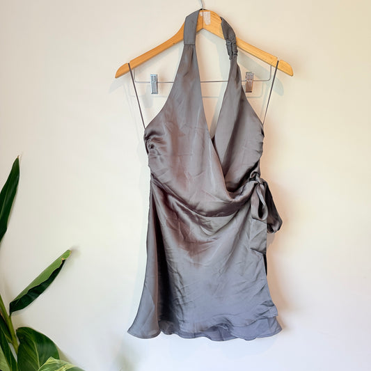 Glassons Grey Halter Wrap Dress Size 10
