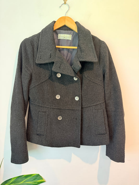 Just Jeans Size 10 Double-Breasted Wool Blend Jacket (Button missing)