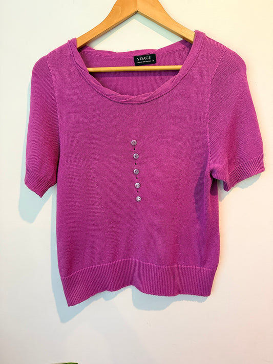 Visage (NZ Made) Size M Short-Sleeved Knitted Top