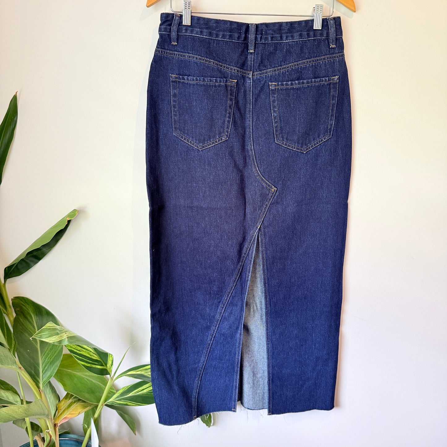 Glassons Dark Blue Denim Midi Skirt Size 10