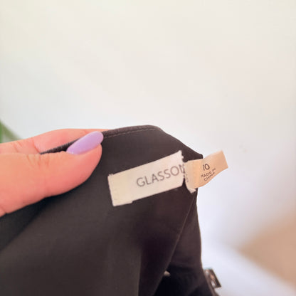 Glassons Black 100% Linen Belted Mini Skirt Size 10