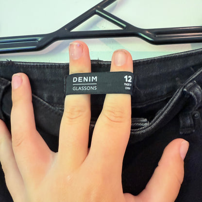 Glassons Denim Size 12 Black High-Waisted Super Skinny Jeans