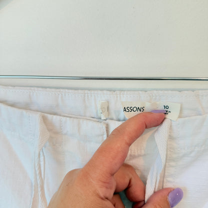 Glassons White Linen Blend Drawstring Cargo Pants Size 10
