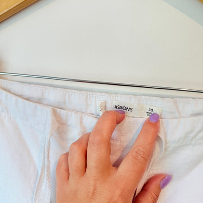 Glassons White Linen Blend Drawstring Cargo Pants Size 10