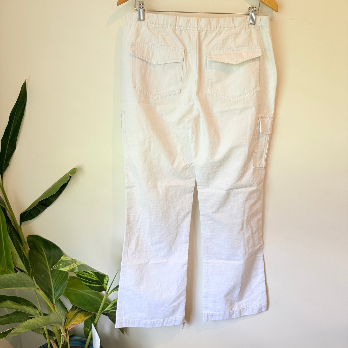 Glassons White Linen Blend Drawstring Cargo Pants Size 10